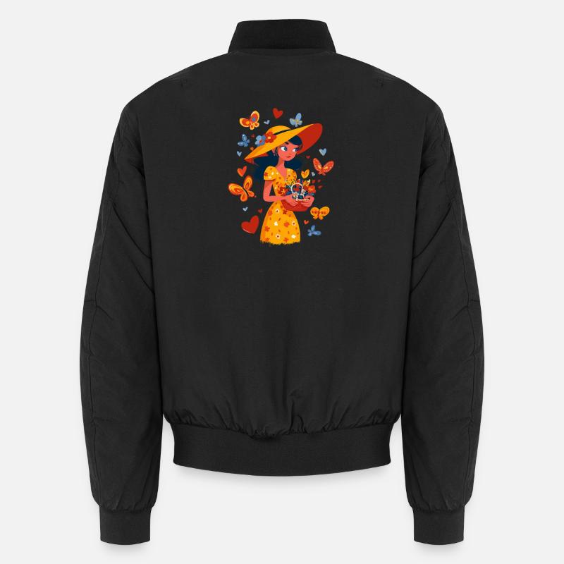 Fée du printemps avec panier de fleurs Bomber unisexe