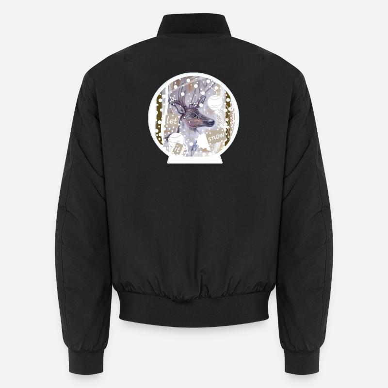 Schneekugel Hirsch  - Unisex Bomberjacke - Schwarz