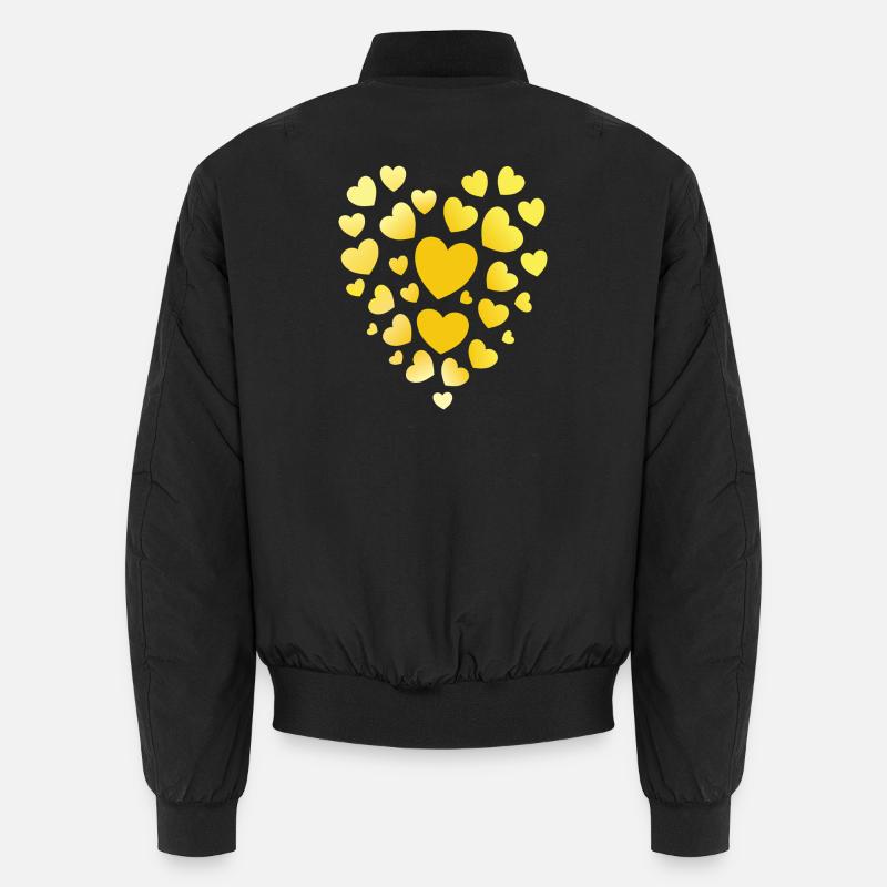 Yellow Hearts Pattern Yellow Heart - Unisex Bomber Jacket - black