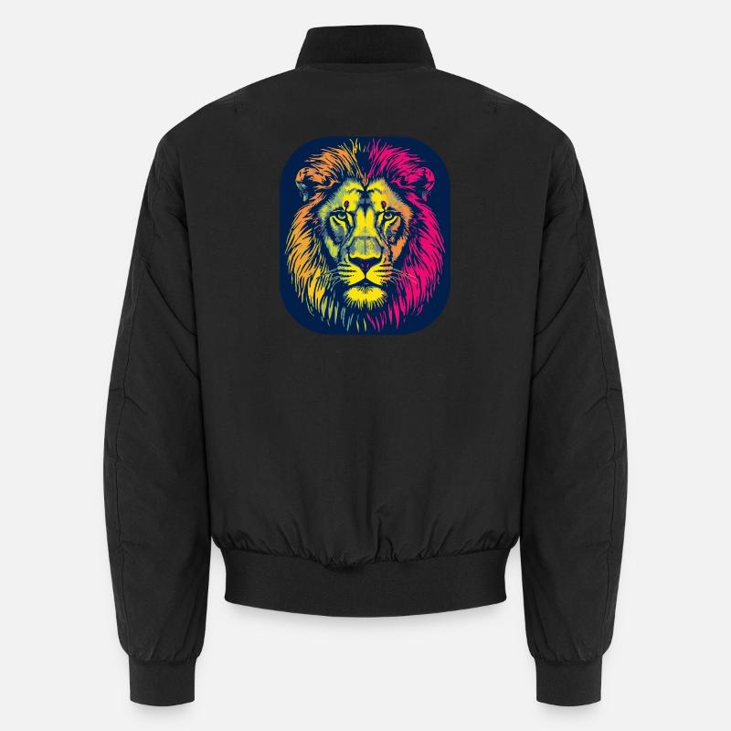 Neon Löwenkopf Pop Art - Unisex Bomberjacke - Schwarz