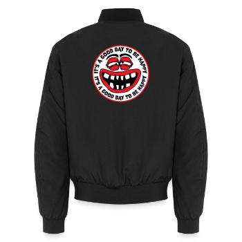 Good Day Be Happy Positiv Motivation Glück Spruch - Unisex Bomberjacke - Schwarz - Hinten - AI Model Male 185 light (185cm)