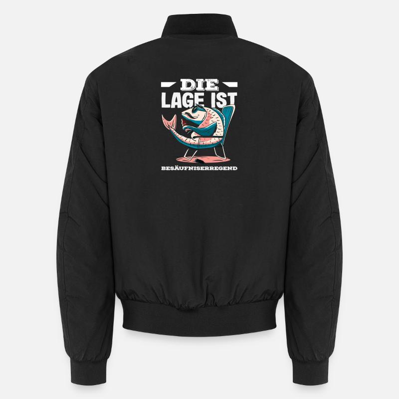 The location is drunken fish - Unisex Bomber Jacket - black
