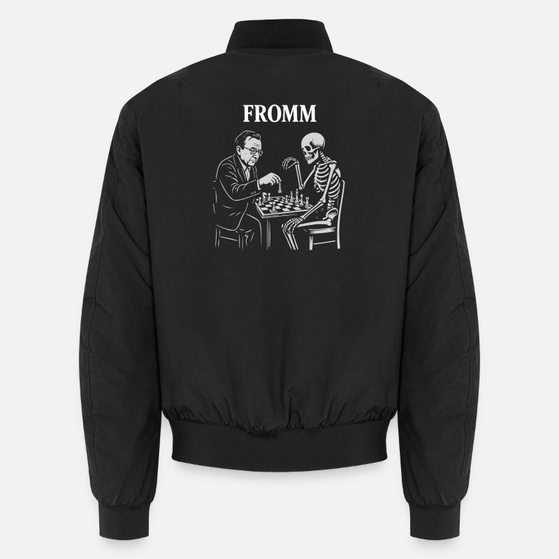 Noir Chess: Erich Fromm psychoanalysis vs Skeleton Unisex Bomber Jacket