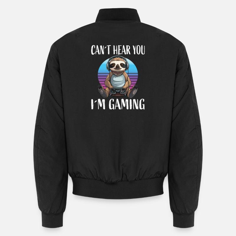 Gamer Sloth im Retro Sunset Unisex Bomberjacke