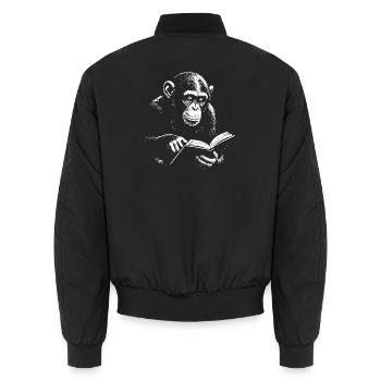 Affen-Illustration lesen - Unisex Bomberjacke - Schwarz - Hinten - AI Model Male 185 light (185cm)