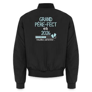 Großvater-Perfekter im Jahr 2026 Großvater-Zukunftsgeschenk - Unisex Bomberjacke - Schwarz - Hinten - AI Model Male 185 light (185cm)