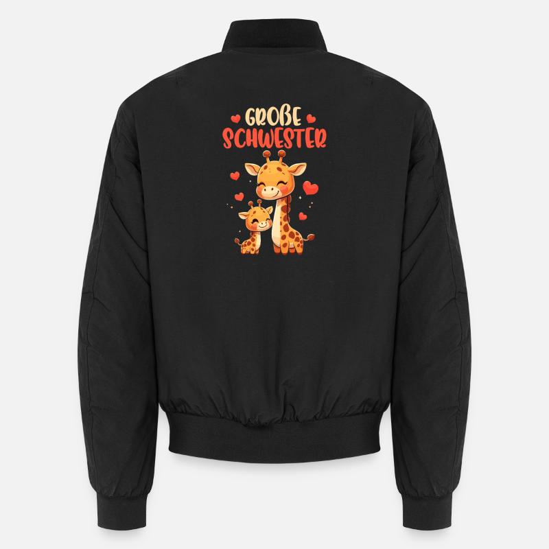 Große Schwester Giraffen Geschwisterkind - Unisex Bomberjacke - Schwarz