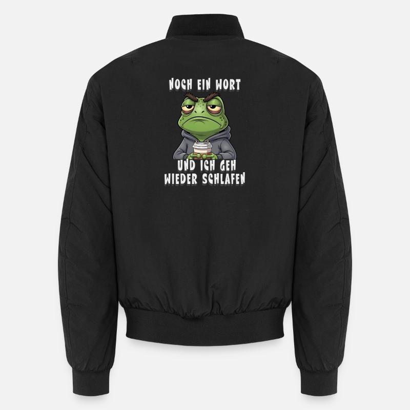 Annoyed frog coffee tiredness - Unisex Bomber Jacket - black