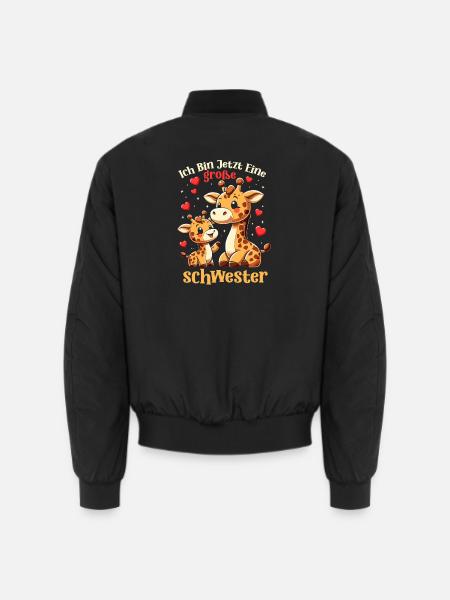 Ich Bin Eine Große Schwester Giraffen - Unisex Bomberjacke - Schwarz