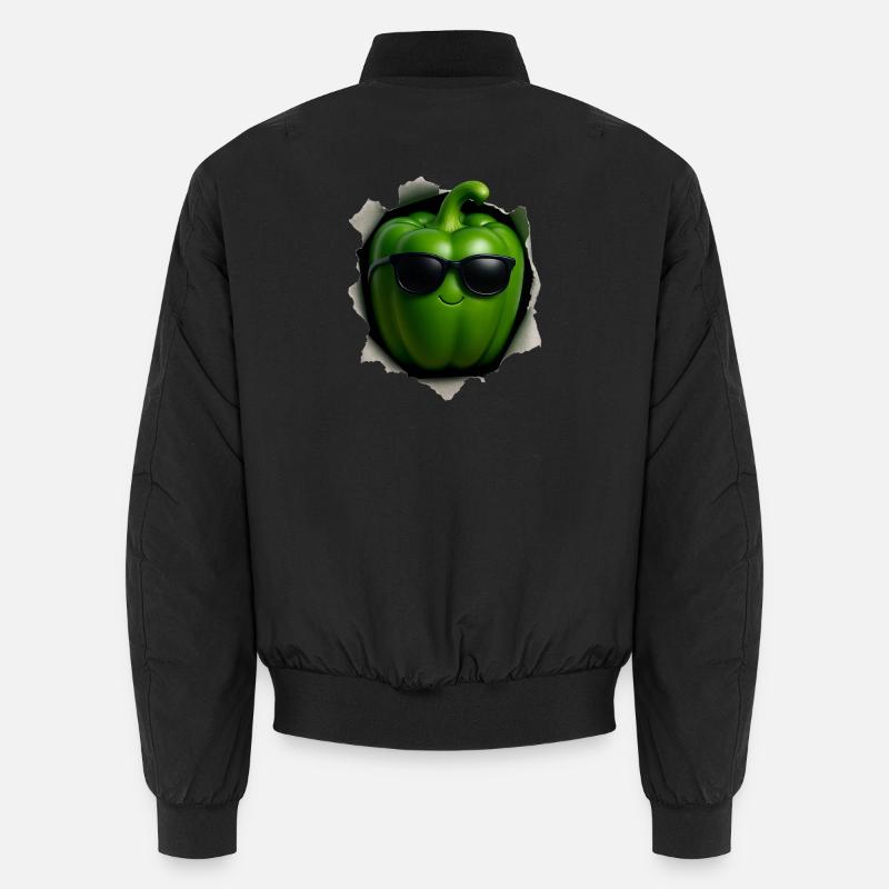 Green pepper - Unisex Bomber Jacket - black