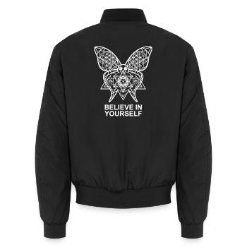 Believe In Yourself Butterfly - Unisex Bomber Jacket - black - Back - AI Model Male 185 light (185cm)