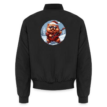 Chow Chow Hund Weihnachten Gitarre - Unisex Bomberjacke - Schwarz - Hinten - AI Model Male 185 light (185cm)
