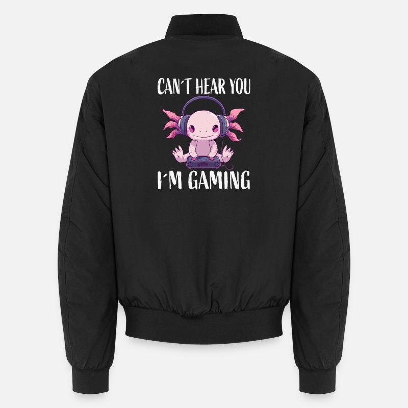 Gaming Axolotl mit Kopfhörern Unisex Bomberjacke