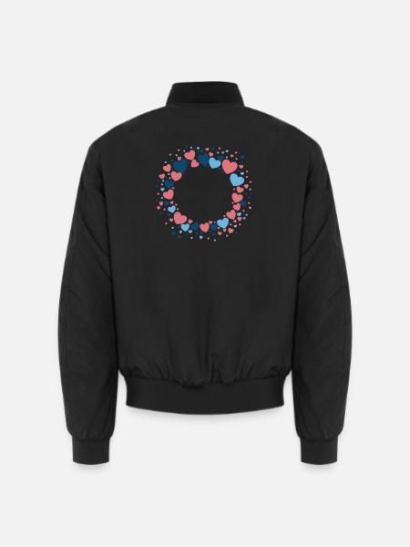 Herz Kranz Blau Rosa Blumenkranz - Unisex Bomberjacke - Schwarz