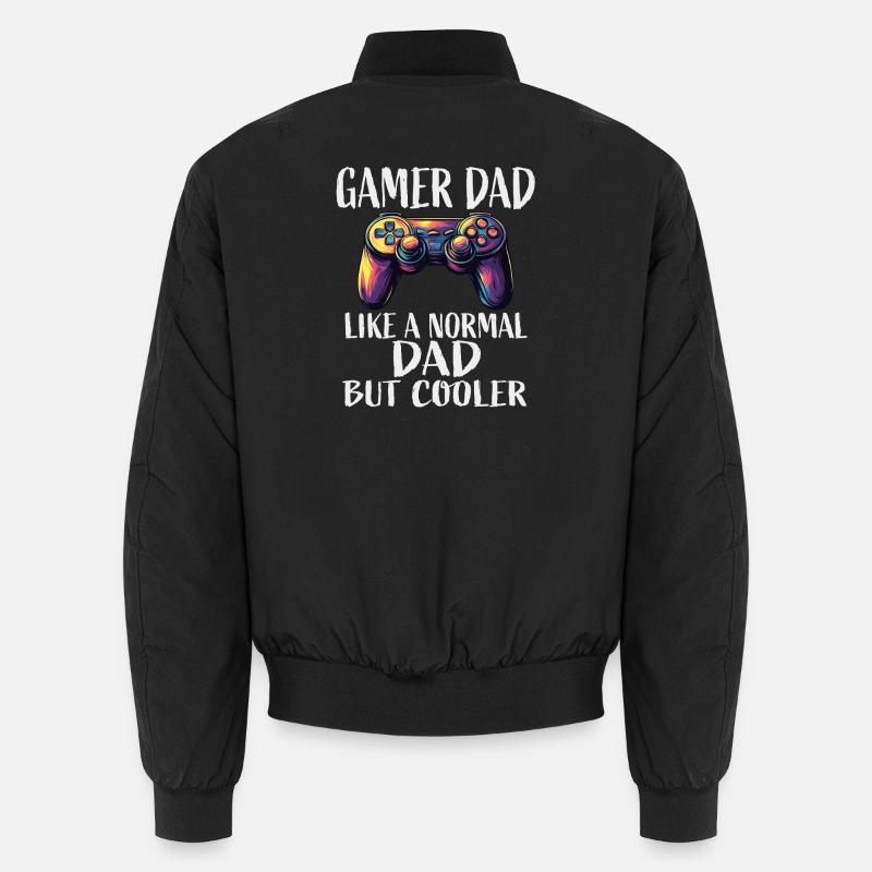 Gamer Dad Cooler Controller Spruch - Unisex Bomberjacke - Schwarz