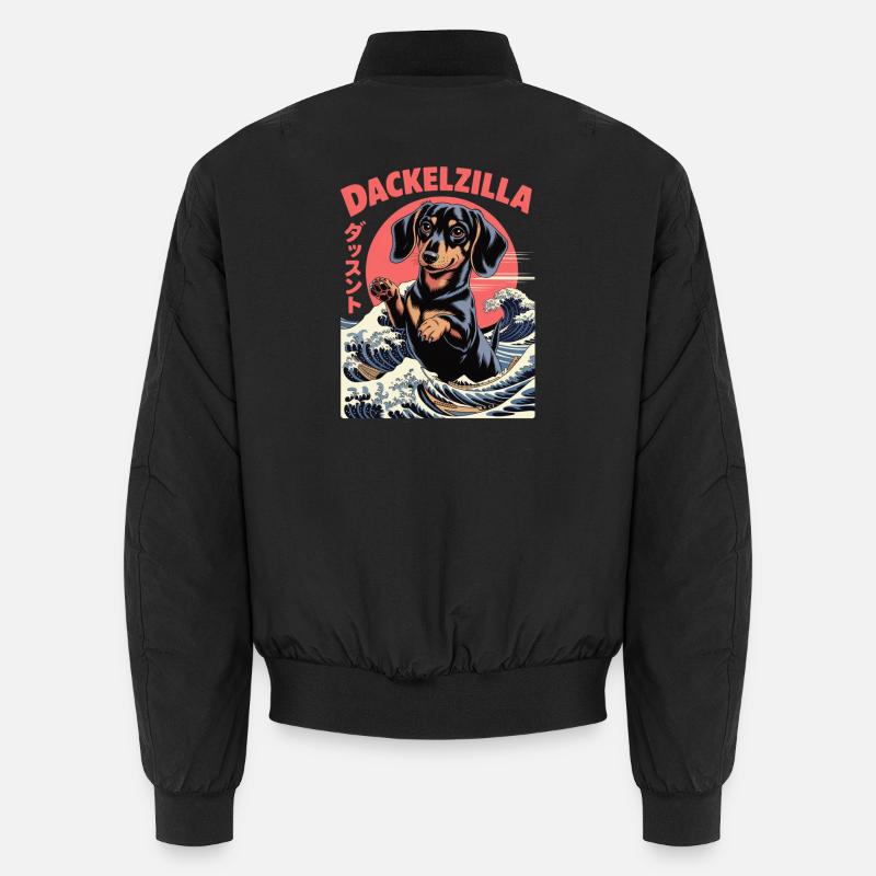 Dackelzilla Wellenkaiju - Unisex Bomberjacke - Schwarz