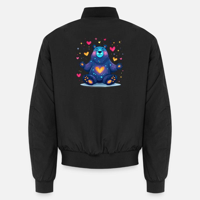 Kosmischer Herzbär Neonfarben - Unisex Bomberjacke - Schwarz