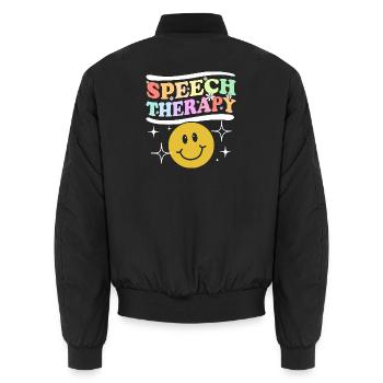 Speech Therapy Speech Therapist Speech Therapist - Unisex Bomber Jacket - black - Back - AI Model Male 185 light (185cm)