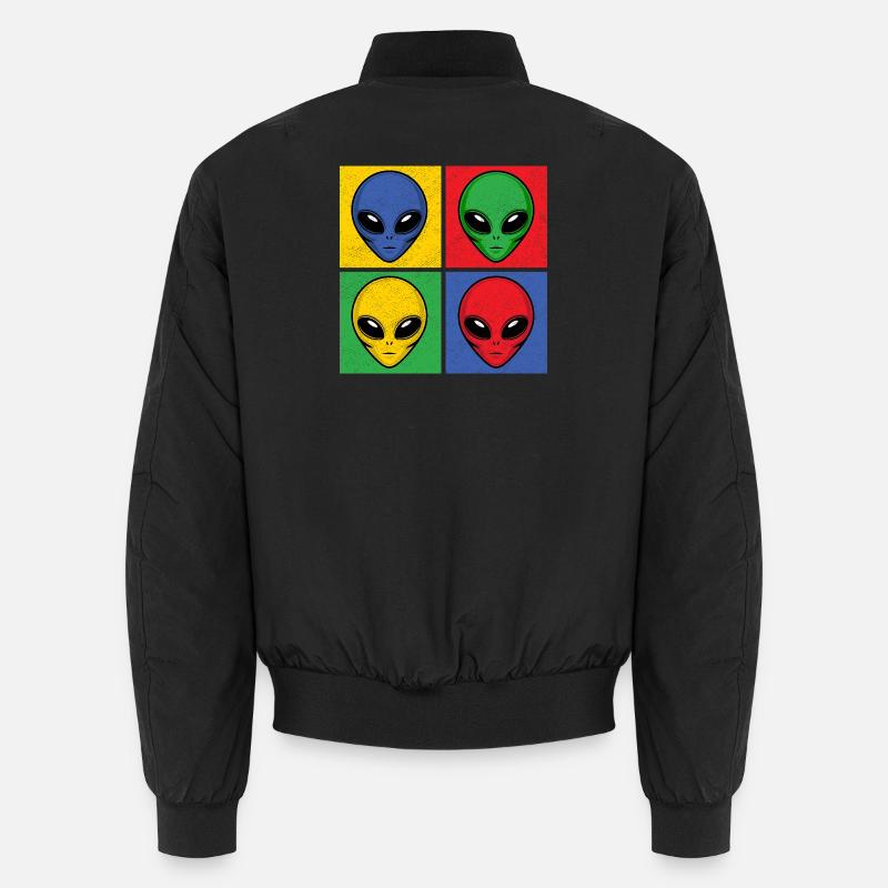Aliens Pop-Art Popart Alienköpfe Aliengesichter - Unisex Bomberjacke - Schwarz