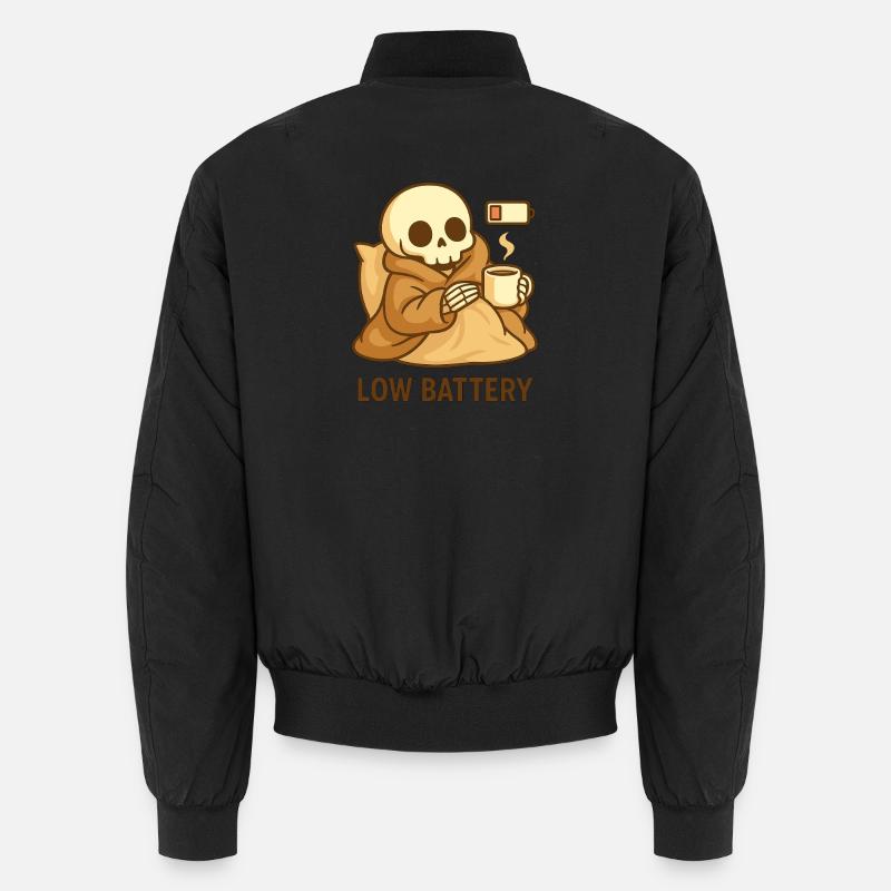 Low Battery Skeleton – Cozy Tired - Unisex Bomber Jacket - black