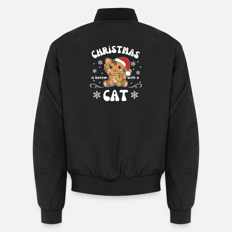 Christmas is better with a cat Unisex Bomber Jacket