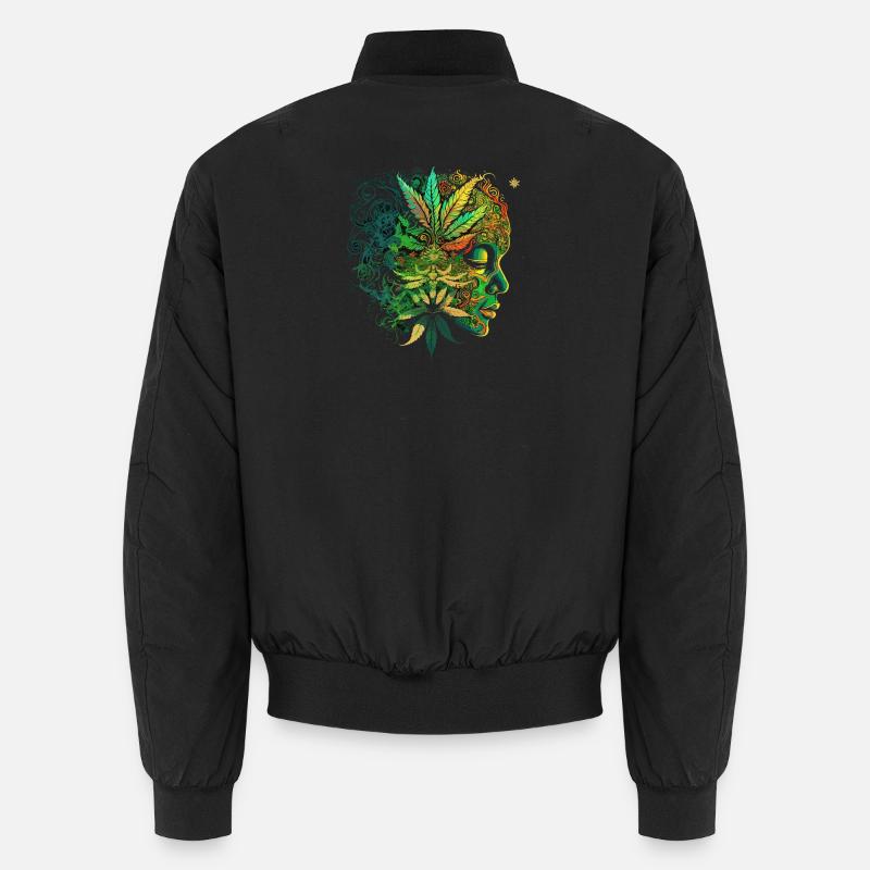 Psychedelisches Cannabis-Gesicht - Unisex Bomberjacke - Schwarz
