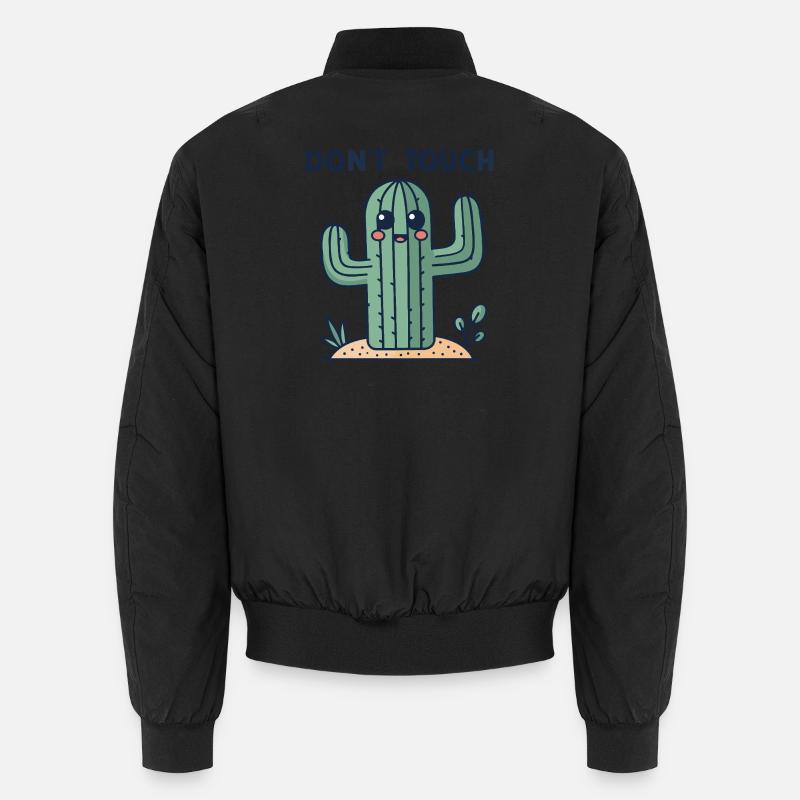 Cute Cactus: No Touch - Unisex Bomber Jacket - black