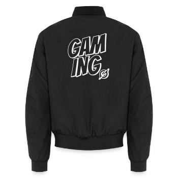 Gaming Schriftzug - Unisex Bomberjacke - Schwarz - Hinten - AI Model Male 185 light (185cm)