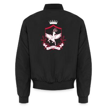 Winged deer – noble heraldic animal forest - Unisex Bomber Jacket - black - Back - AI Model Male 185 light (185cm)