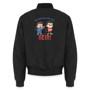 Die Regierung sollte doch... NEIN! - Unisex Bomberjacke - Schwarz - Hinten - AI Model Male 185 light (185cm)