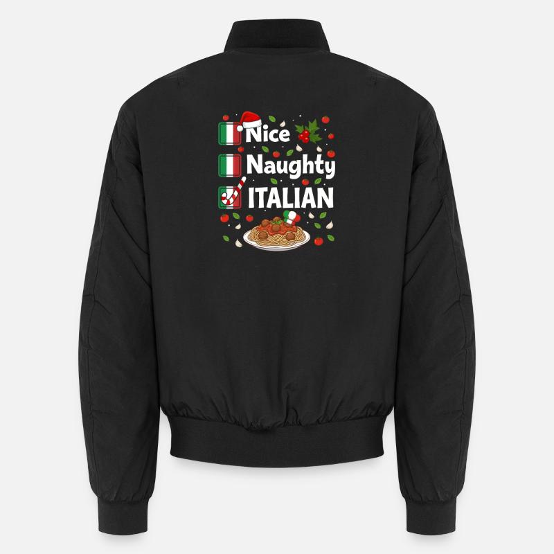 Nice Naughty Italian Xmas Pasta - Unisex Bomber Jacket - black