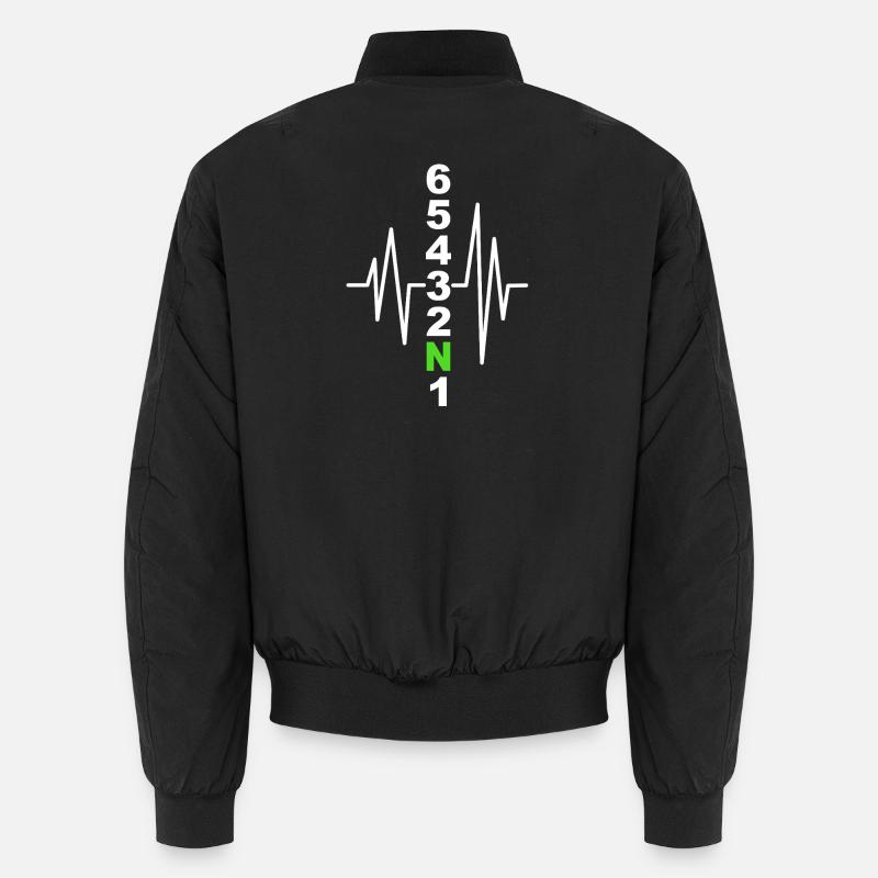 Motorcycle Gearshift Pattern with Heartbeat – Biker Unisex Bomber Jacket