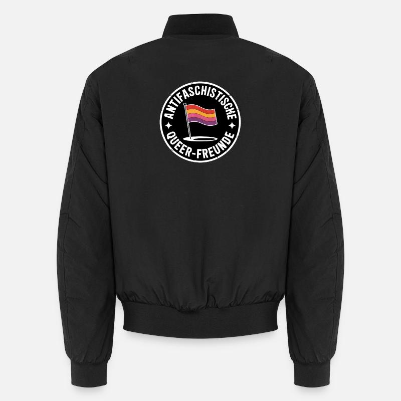 Antifascist Queer Friends - Against the Right - Unisex Bomber Jacket - black