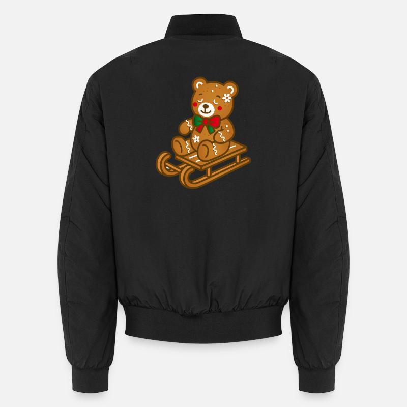Süßer Lebkuchen-Teddy auf nostalgischem Schlitten Unisex Bomberjacke