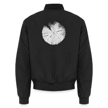 Anneaux en bois à tranches d’arbre – Motif nature blanc - Bomber unisexe - noir - Dos - AI Model Male 185 light (185cm)