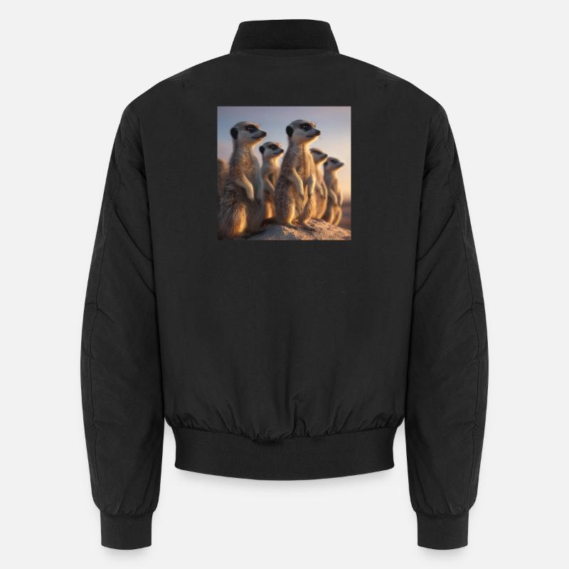 Wachsame Meerkatzen im Abendlicht Erdmännchen Unisex Bomberjacke