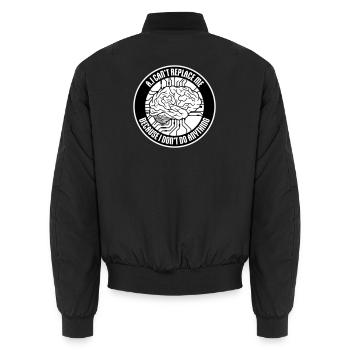 AI Can't Replace Me I Don't Do Anything Humor Joke - Unisex Bomber Jacket - black - Back - AI Model Male 185 light (185cm)