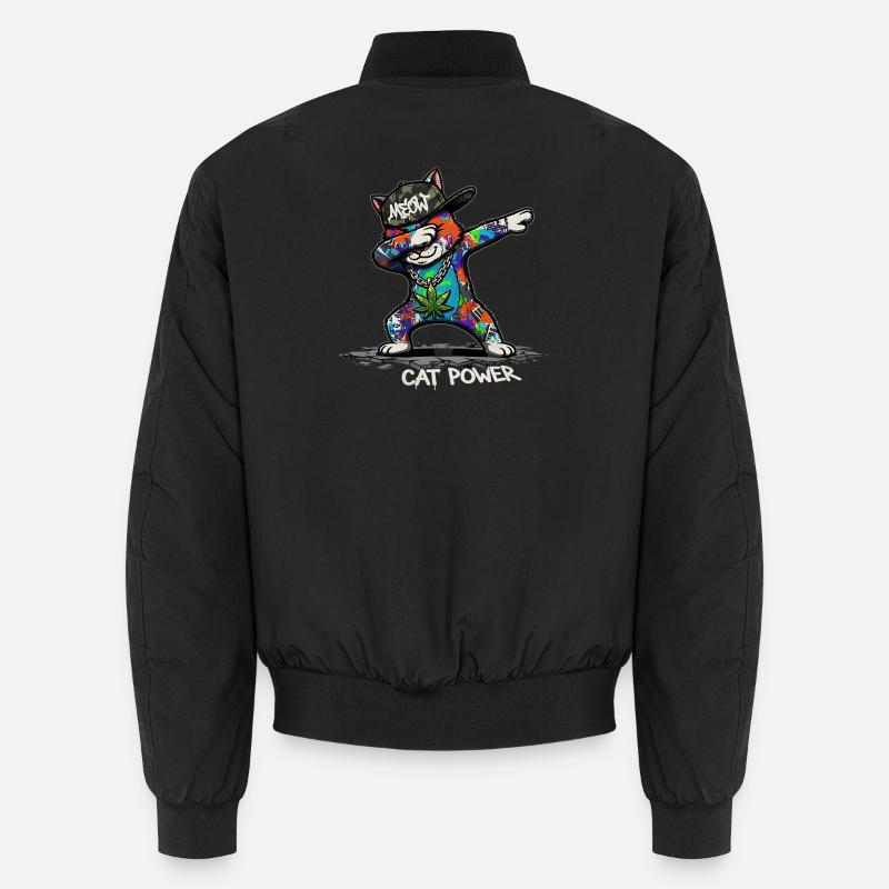 Dab Cat Power Streetart Comic Design Unisex Bomberjacke