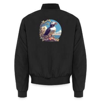 Puffin Papageientaucher - Unisex Bomberjacke - Schwarz - Hinten - AI Model Male 185 light (185cm)