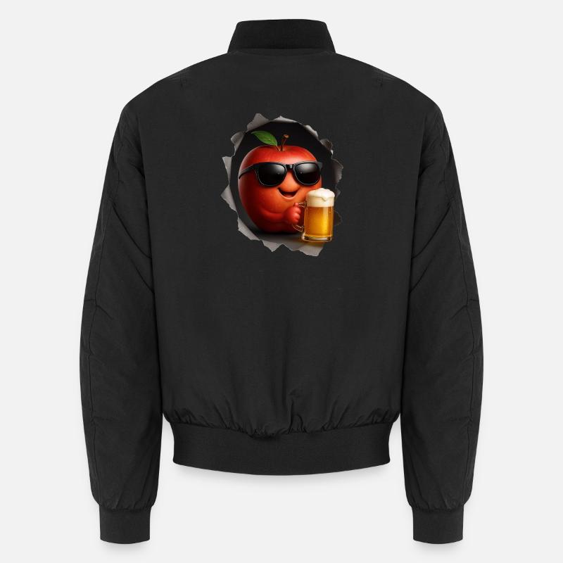 Apfel mit Sonnenbrille trinkt Bier Unisex Bomberjacke