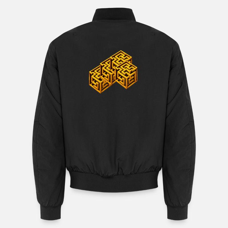 Golden Labyrinth Cube - Unisex Bomber Jacket - black