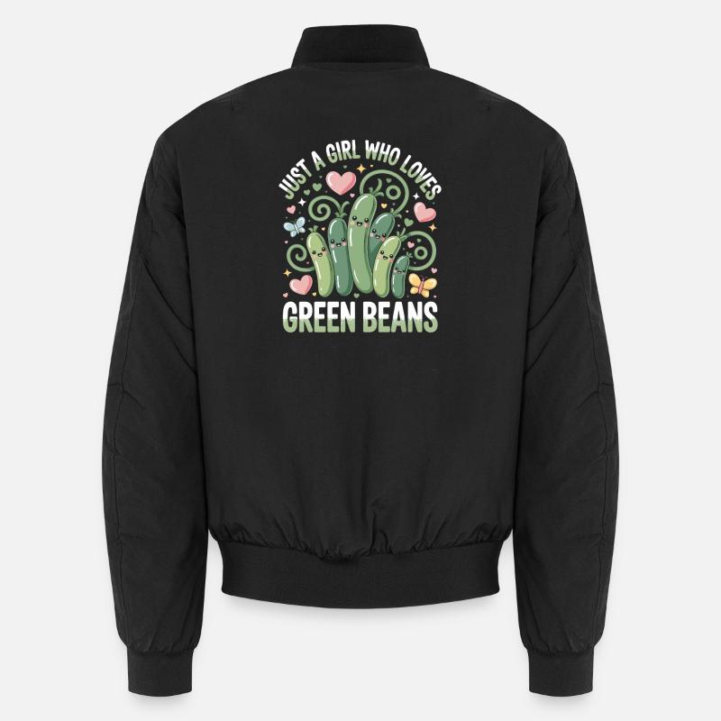 Nur ein Mädchen liebt grüne Bohnen Unisex Bomberjacke