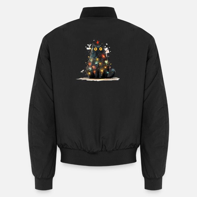 Christmas Cat Schwarze Katze als Tannenbaum Unisex Bomberjacke