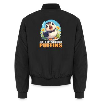 Puffin Papageientaucher - Unisex Bomberjacke - Schwarz - Hinten - AI Model Male 185 light (185cm)