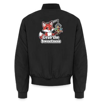 Fox reaches for sweets - Unisex Bomber Jacket - black - Back - AI Model Male 185 light (185cm)