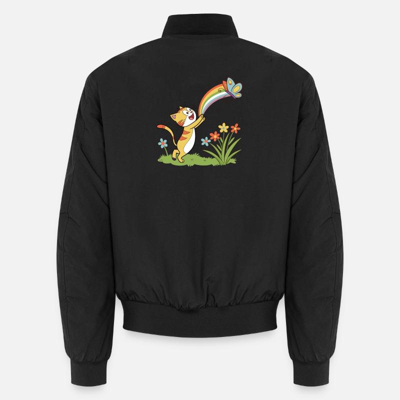 Rainbow Chase Kitten - Unisex Bomber Jacket - black