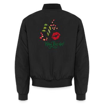 Merry Kiss-mas Christmas - Unisex Bomber Jacket - black - Back - AI Model Male 185 light (185cm)