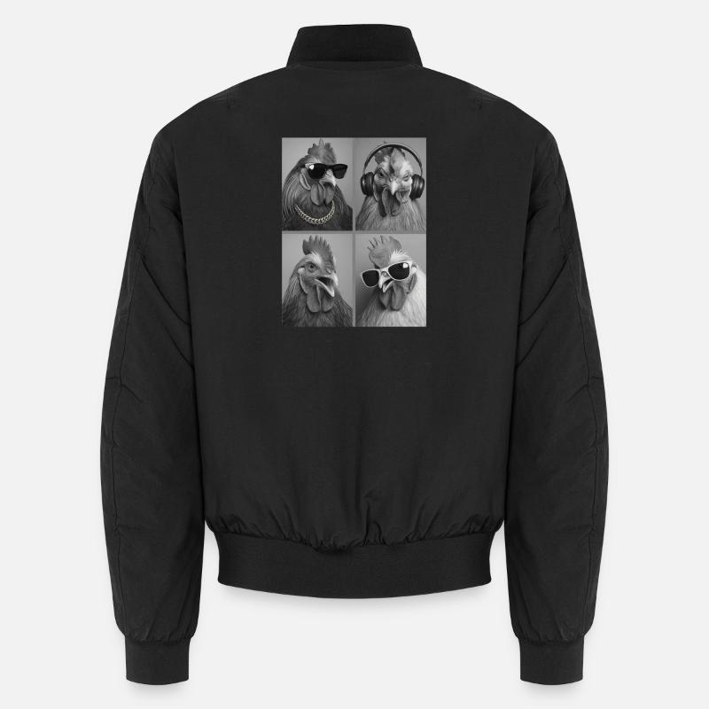 Hipster Rooster Collage Chickens Chicken - Unisex Bomber Jacket - black