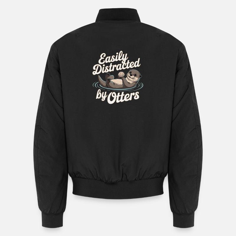Easily Distracted by Otters - Unisex Bomber Jacket - black