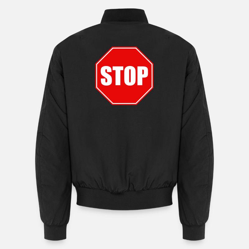 Stop - Unisex Bomber Jacket - black